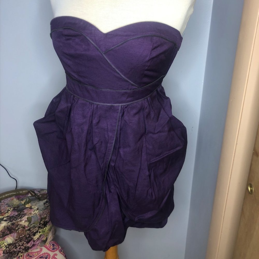 Purple Strapless Zipper Dress